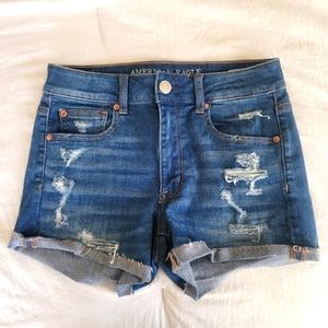 American Eagle Hi-Rise Shortie Ripped Jean shorts